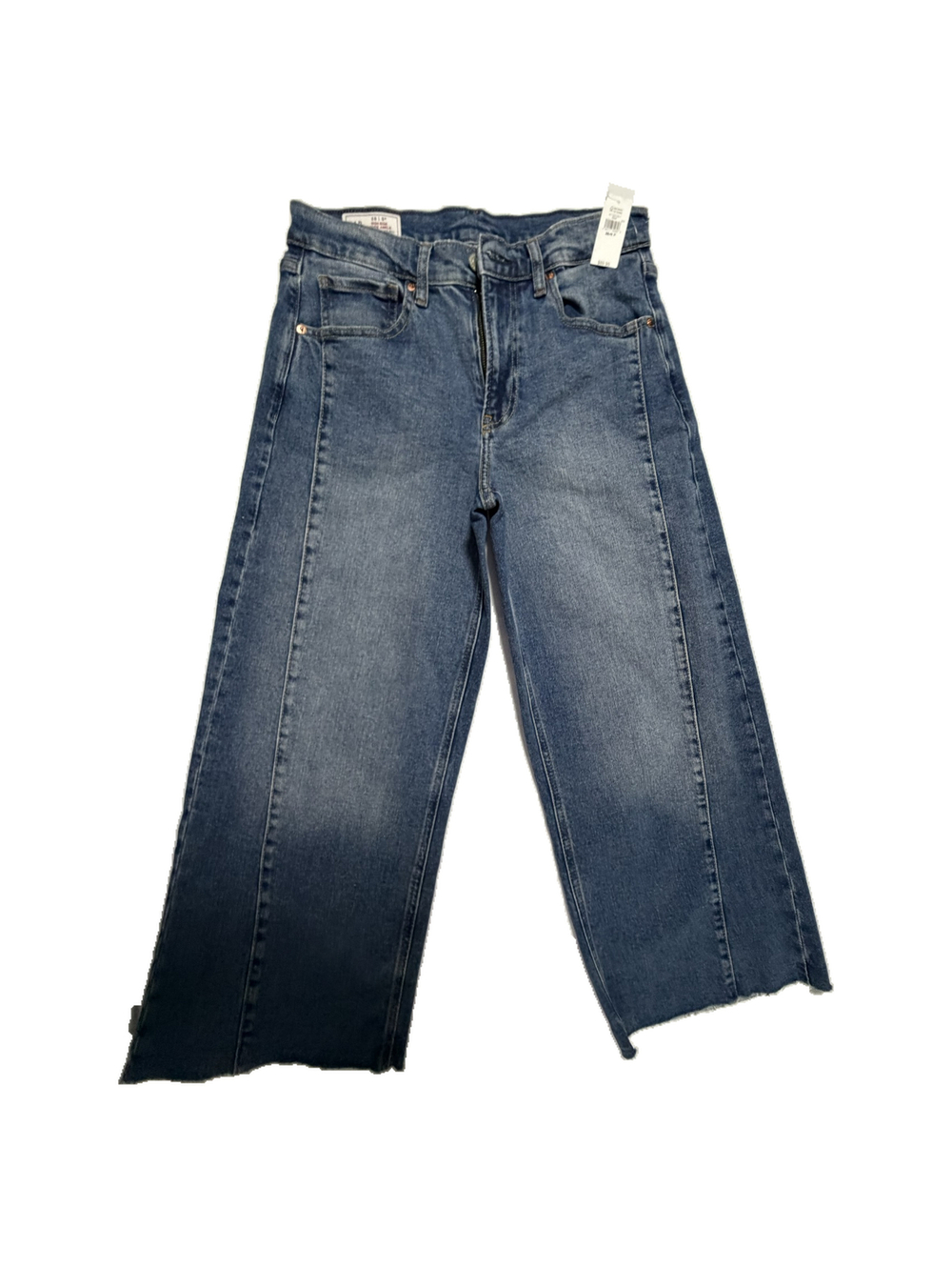 Gap High Rise Stride Ankle Jeans 28/6 Petite Blue Raw Hem